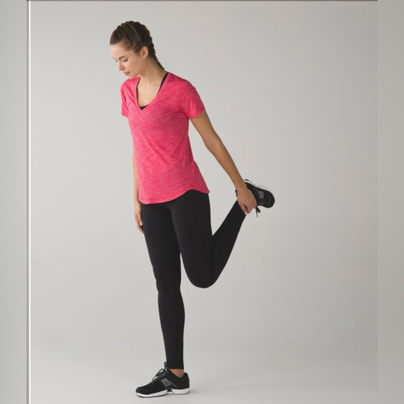 Lululemon What The Sport Tee V-Neck Size 2 Heathered Boom Juice Pink Running - Picture 3 of 7